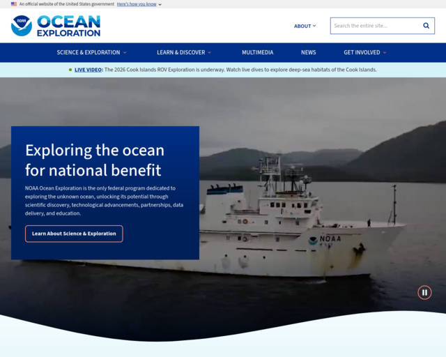 Screenshot of the Ocean Exploration website