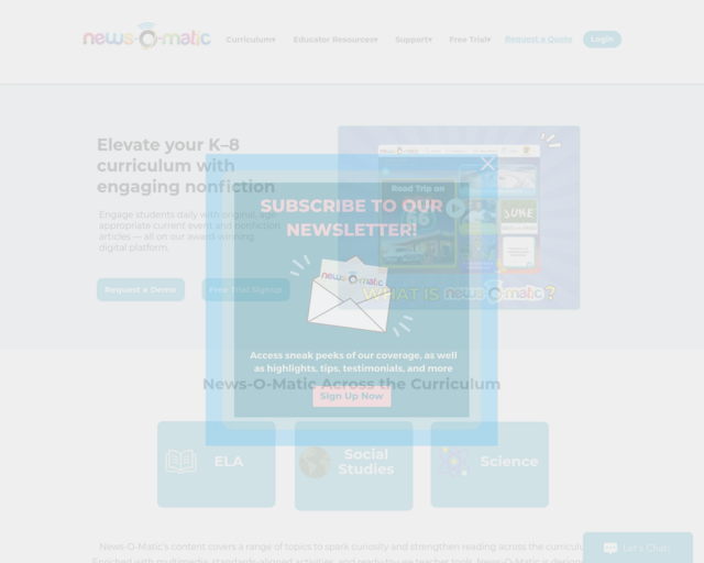 Screenshot of the News-O-Matic website