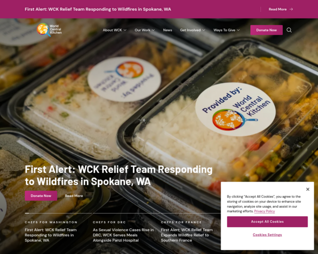 Screenshot of the World Central Kitchen website