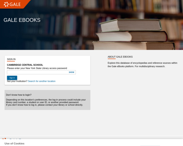 Screenshot of the Gale GVRL (Gale ebooks) website