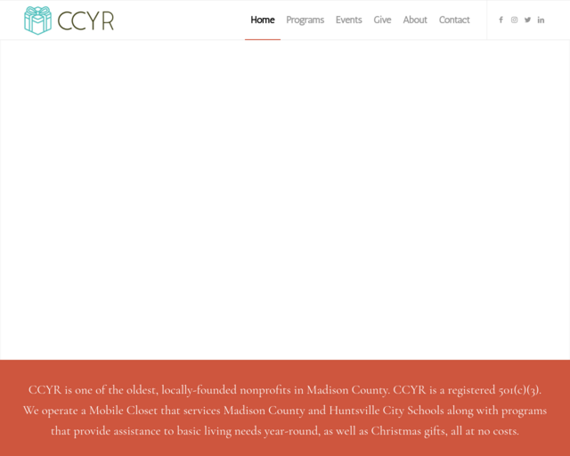 Screenshot of the Christmas Charities Year Round website