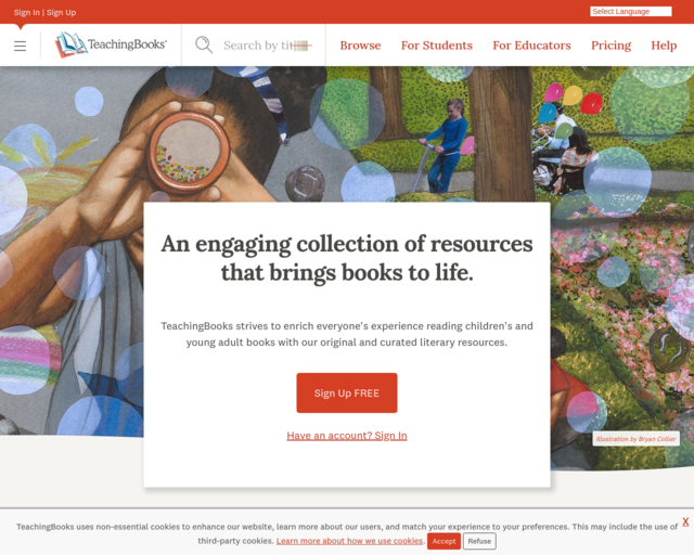 Screenshot of the Teaching Books website