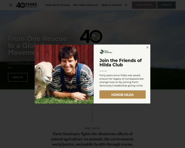 Screenshot of the Farm Sanctuary website