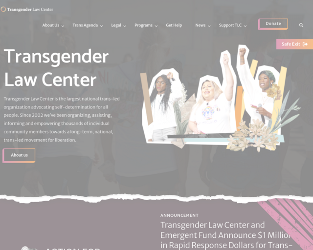 Screenshot of the Transgender Law Center website
