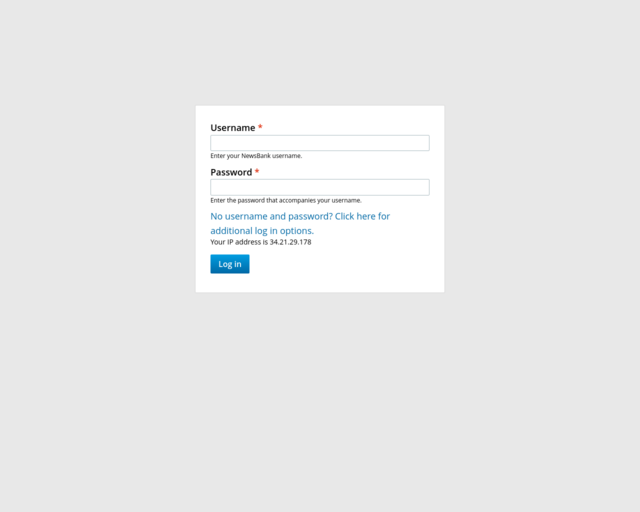 Screenshot of the NewsBank (website link) website