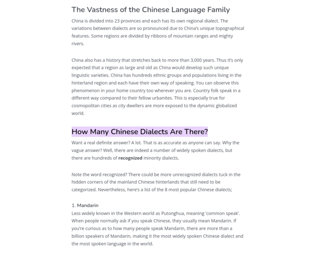 Screenshot of the Chinese Dialects website