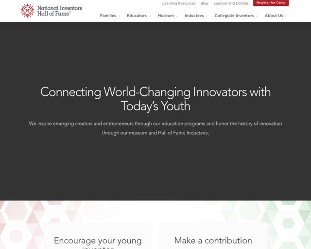 Screenshot of the National Inventors Hall of Fame website