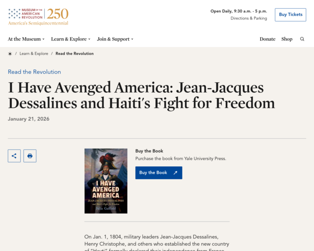 Screenshot of the Jean Jacques Dessalines website