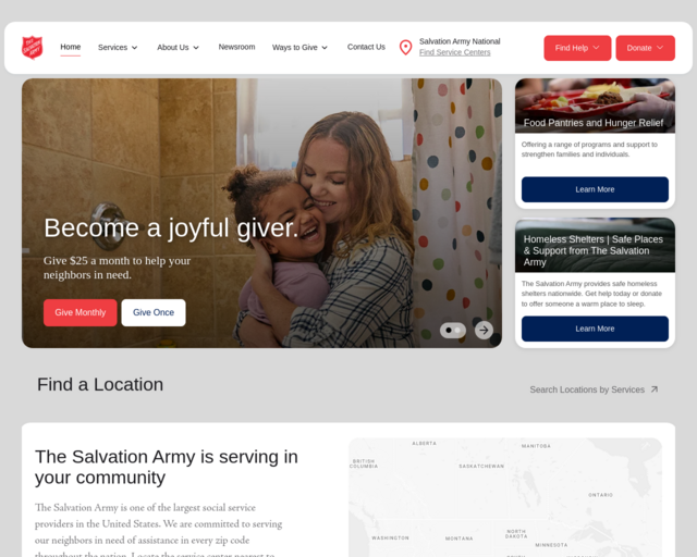 Screenshot of the The Salvation Army website