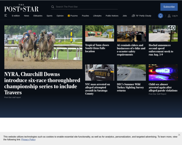 Screenshot of the The Post-Star website