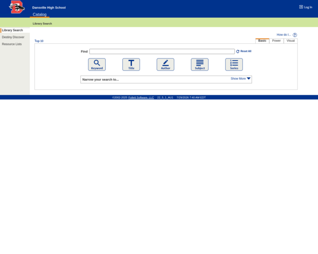Screenshot of the OPAC website