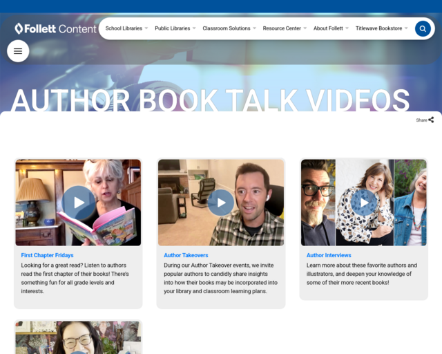 Screenshot of the Titlewave Author/Book Talks website