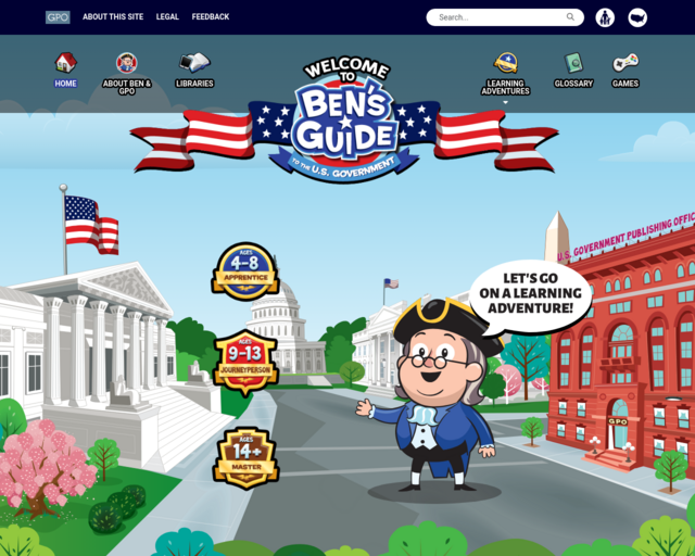 Screenshot of the Ben's Guide to US Government website