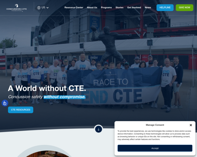 Screenshot of the Concussion Legacy Foundation website